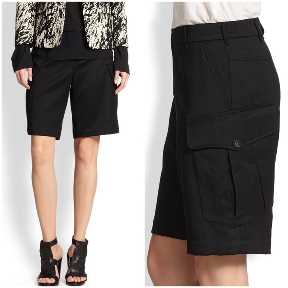 rag & bone Pants - Rag & Bone Black Wool Army Shorts
